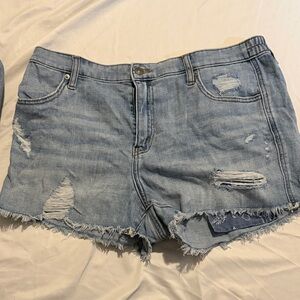 Aerie Light Blue Distressed Jean Shorts
